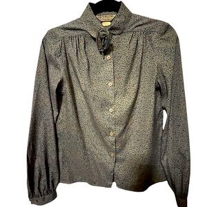 3/$30 VINTAGE 80S SECRETARY SHIRT ROLLING HILLS PETER PAN COLLAR BLOUSE DOTS